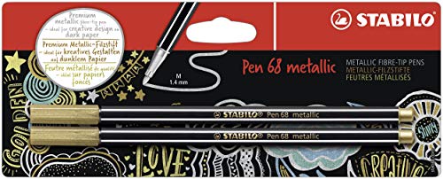 STABILO - Premium Metallic-Filzstift - Pen 68 metallic - 2er Pack - gold STABILO - Premium Metallic-Filzstift - Pen 68 metallic - 2er Pack - gold von STABILO