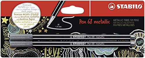 Premium Metallic-Filzstift - STABILO Pen 68 metallic - 2er Pack - silber von STABILO