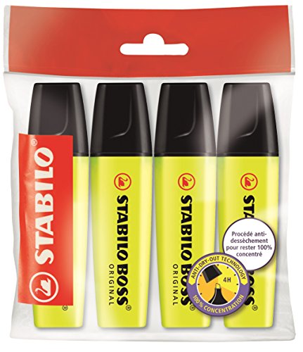 STABILO BOSS ORIGINAL Textmarker 4 Stück – gelb STABILO BOSS ORIGINAL Textmarker 4 Stück – gelb von STABILO