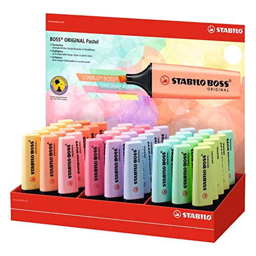 STABILO Boss Original Textmarker, Pastellfarben, 45 Stück, mehrfarbig, One size von STABILO