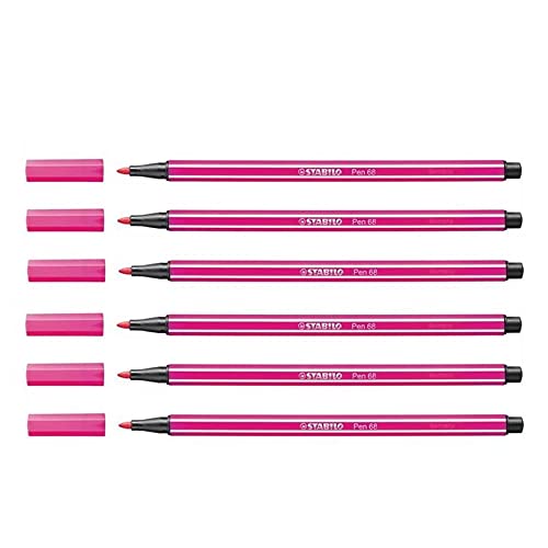 STABILO Fasermaler Pen 68, Strichstärke: 1,0 mm, rosarot VE=6 von STABILO