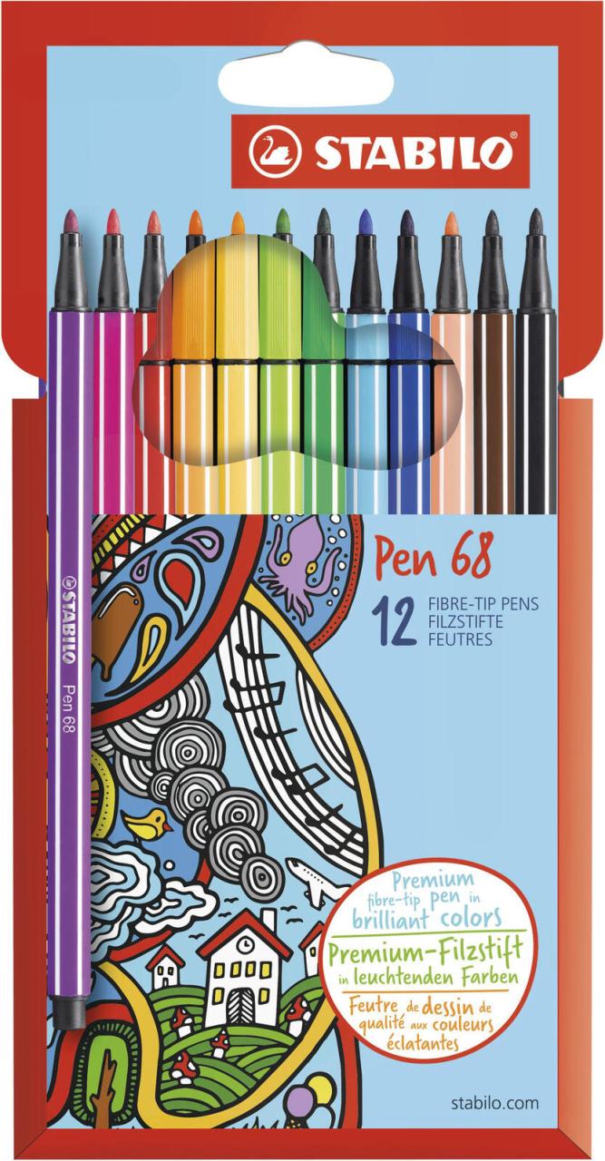 STABILO Filzstifte STABILO Pen 68,12e Pack Farbs 1.0 mm Mehrfarbig von STABILO
