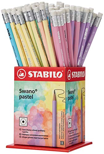 STABILO Graphitstift Swano Graphit Pastell HB Bleistift Display von 72, sortiert, 4908/72-HB von STABILO