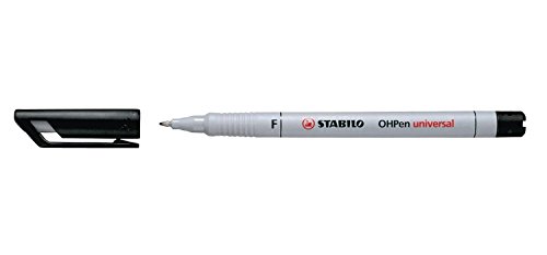 STABILO Permanent Universal Folienstift Overheadprojektor schwarz Marker (schwarz, weiß, Multi, Kunststoff weiß, fein, 0,7 mm) von STABILO