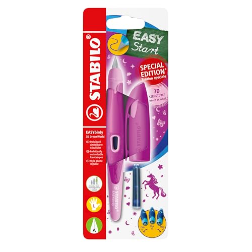 STABILO - Schulfüller ergonomisch für Linkshänder mit Anfänger-Feder A - EASYbirdy 3D DreamWorld Special Edition in pink - inkl. Patrone STABILO - Schulfüller ergonomisch für Linkshänder mit Anfänger-Feder A - EASYbirdy 3D DreamWorld Special Edition in pink - inkl. Patrone von STABILO