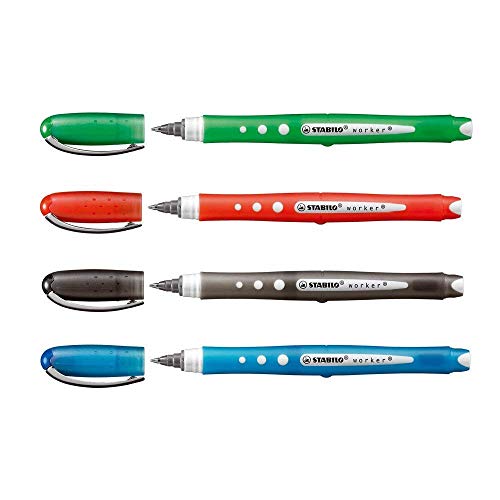 Tintenroller STABILO Worker Medium, 3 Stück, Schwarz von STABILO
