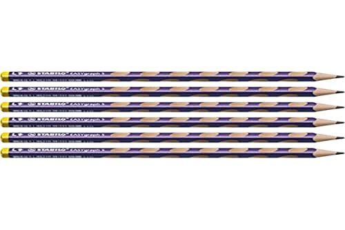 Schmaler Dreikant-Bleistift für Linkshänder - STABILO EASYgraph S Metallic in metallic Violett - 6er Pack - Härtegrad HB von STABILO
