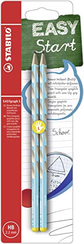 Schmaler Dreikant-Bleistift für Linkshänder - STABILO EASYgraph S in blau - 2er Pack - Härtegrad HB von STABILO