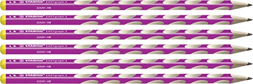 Schmaler Dreikant-Bleistift für Linkshänder - STABILO EASYgraph S in pink - 6er Pack - Härtegrad HB von STABILO