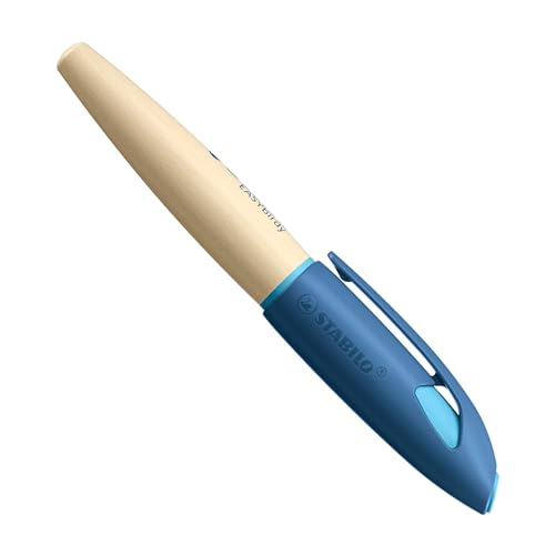 Schulfüller ergonomisch für Linkshänder mit Anfänger-Feder A - STABILO EASYbirdy Timber in blau - inkl. Patrone von STABILO