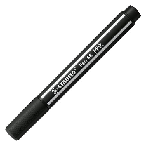 Stabilo Pen 68 Max Filz -Tip -Stift mit dickem Meißelpunkt schwarz von STABILO
