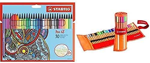 Stifte-Set STABILO Premium-Filzstift - Pen 68 - 30er Pack & Fineliner - point 88 - 30er Rollerset von STABILO