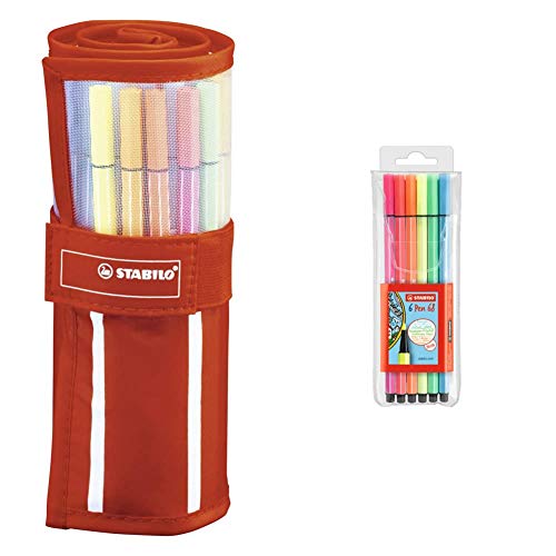Stifte-Set STABILO Premium-Filzstift - Pen 68 - 30er Rollerset & Premium-Filzstift - STABILO Pen 68 - 6er Pack - Neonfarben von STABILO