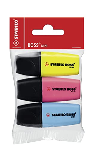 Textmarker - STABILO BOSS MINI - 3er Pack - gelb, blau, pink von STABILO