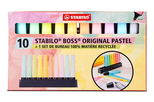 Textmarker - STABILO BOSS ORIGINAL - 10er Tischset - mit 10 verschiedenen Pastellfarben von STABILO