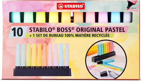 Textmarker - STABILO BOSS ORIGINAL - 10er Tischset - mit 10 verschiedenen Pastellfarben von STABILO