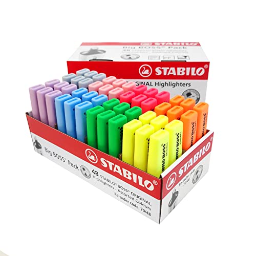 Textmarker - STABILO BOSS ORIGINAL - 48er Pack - 4 Leuchtfarben, 4 Pastelfarben von STABILO