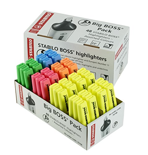 Textmarker - STABILO BOSS ORIGINAL - 48er Pack - mit 5 verschiedenen Farben von STABILO