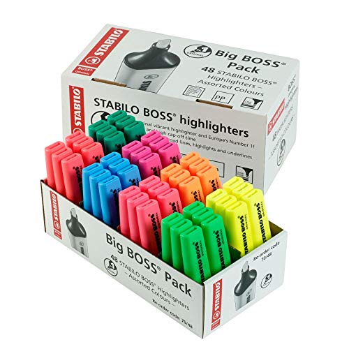Textmarker - STABILO BOSS ORIGINAL - 48er Pack - mit 8 verschiedenen Farben von STABILO