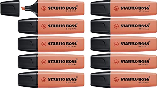 Textmarker - STABILO BOSS ORIGINAL Pastel - 10er Pack - Korallrot von STABILO