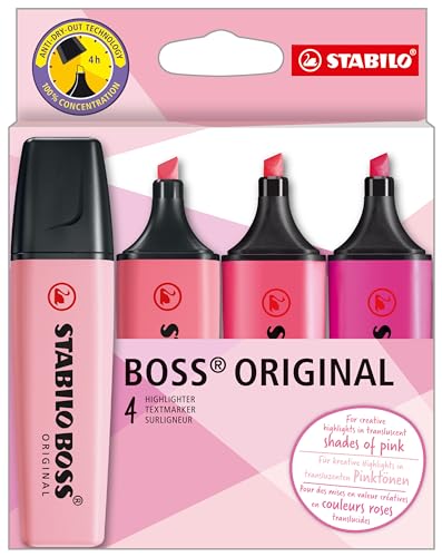 Textmarker - STABILO BOSS ORIGINAL - Shades of Pink - 4er Pack von STABILO