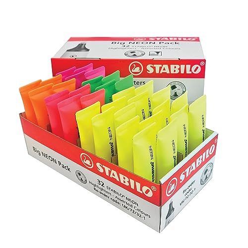 Textmarker - STABILO NEON - 32er Pack - mit 5 verschiedenen Farben von STABILO