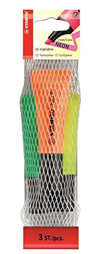 Textmarker - STABILO NEON - 3er Pack - gelb, grün, orange von STABILO