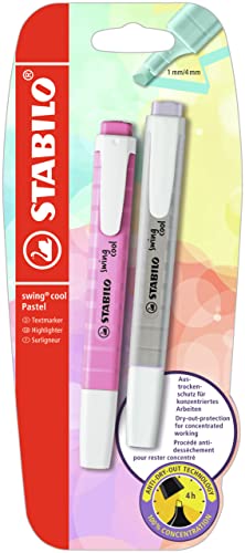 Textmarker - STABILO swing cool Pastel - 2er Pack - seidengrau, frische Fuchsie von STABILO