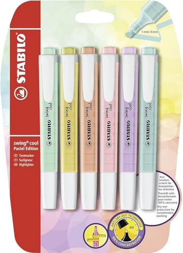 Textmarker - STABILO swing cool Pastel - 6er Pack - mit 6 verschiedenen Farben von STABILO
