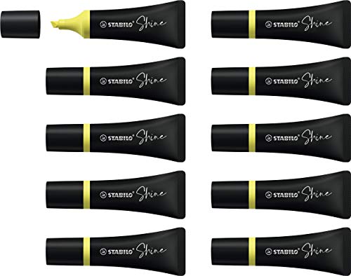 Textmarker im Tubendesign - STABILO Shine - 10er Pack - gelb von STABILO