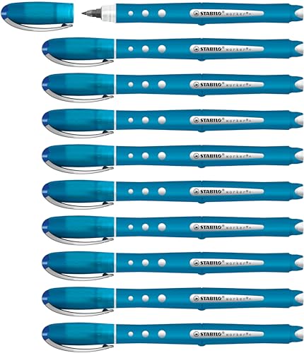 Tintenroller - STABILO worker+ colorful - medium - 10er Pack - blau von STABILO