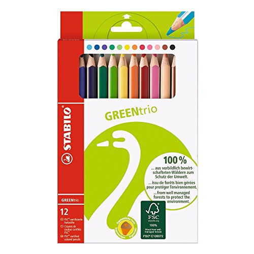 Umweltfreundlicher Dreikant-Buntstift - STABILO GREENtrio - 12er Pack - mit 12 verschiedenen Farben von STABILO