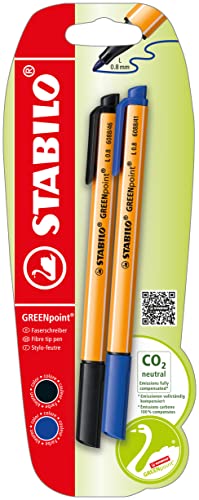 STABILO - Umweltfreundlicher Filzschreiber - GREENpoint - 2er Pack - blau, schwarz von STABILO