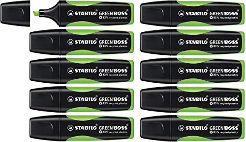 Umweltfreundlicher Textmarker - STABILO GREEN BOSS - 10er Pack - grün von STABILO