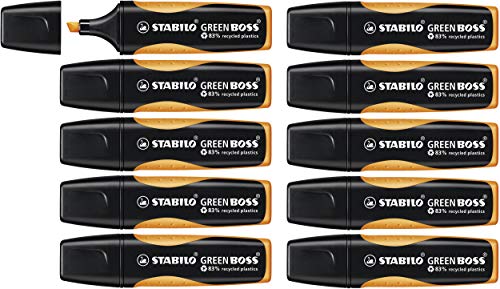 Umweltfreundlicher Textmarker - STABILO GREEN BOSS - 10er Pack - orange von STABILO