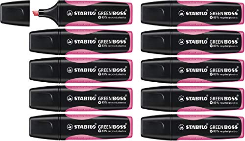 Umweltfreundlicher Textmarker - STABILO GREEN BOSS - 10er Pack - pink von STABILO