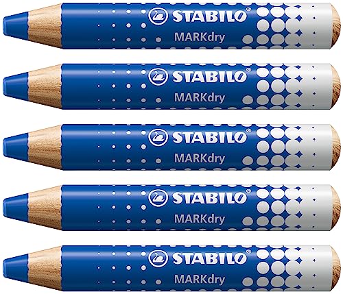 Whiteboard- und Flipchartmarker - STABILO MARKdry - 5er Pack - blau von STABILO