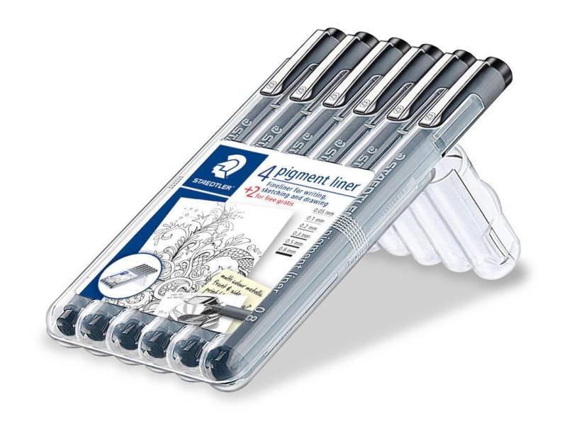 STAEDTLER Pigment Liner 308 Fineliner 0.05 + 0.1 + 0.3 + 0.5 + 0.8 mm Schwarz von STAEDTLER
