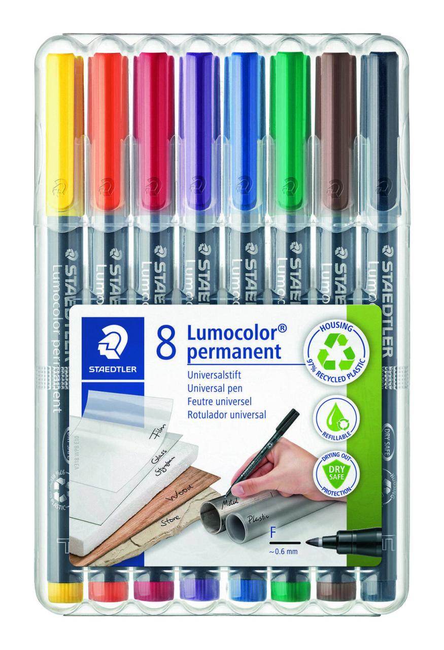 STAEDTLER Folienstifte Lumocolor F, Wf, Farbs. 8er 0.6 mm Mehrfarbig von STAEDTLER