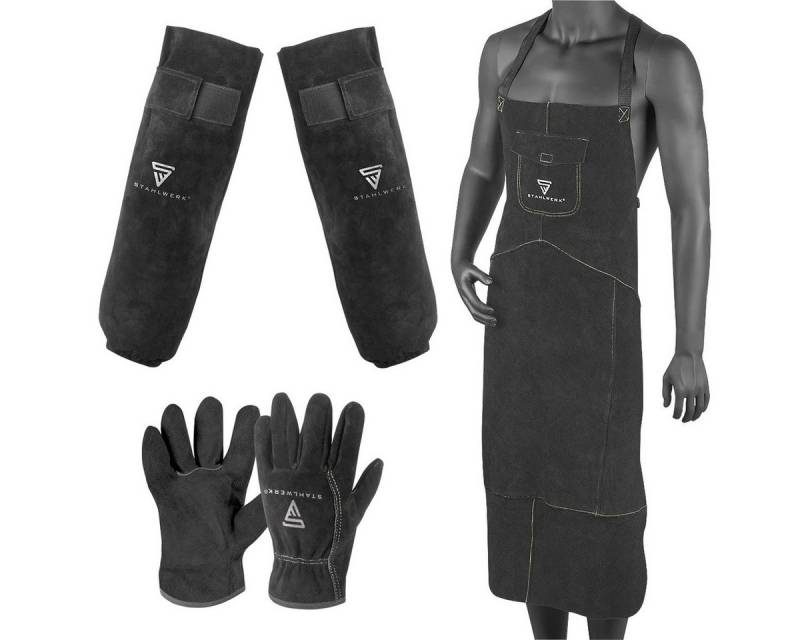 STAHLWERK Schutz-Set Schweißerschutzkleidung Set mit Schweißerschürze von STAHLWERK
