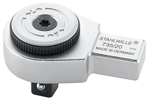 STAHLWILLE Nr. 735/20 1/2“ Feinzahn-Einsteckknarre 14x18 mm Aufnahme zum Einstecken in Drehmomentschlüssel kompakte Bauform Made in Germany von STAHLWILLE