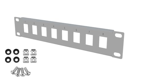 Stalflex Netzwerkschrank Patchpanel Standard 10 Zoll 1U - 8 Steckplätze Keystone Patchfeld - Hergestellt aus Stahl - Keystone Modul RJ45 nur - Computer- & Server-Racks von STALFLEX