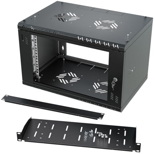 Stalflex Netzwerkschrank Standard 19 Zoll 6U 350mm Setzen mit 19 Zoll Fachboden 150mm und Blindabdeckung - Hergestellt aus Stahl - Computer- & Server-Racks - EIN Komplettes Set für Ihren Serverraum von STALFLEX