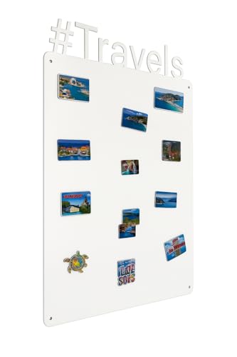 STALFORM Magnettafel Weiss Travels 80x50 cm aus Edelstahl Magnetwand Pinnwand Magnetisch Groß Magnetboard Küche, Büro, Kinderzimmer von STALFORM