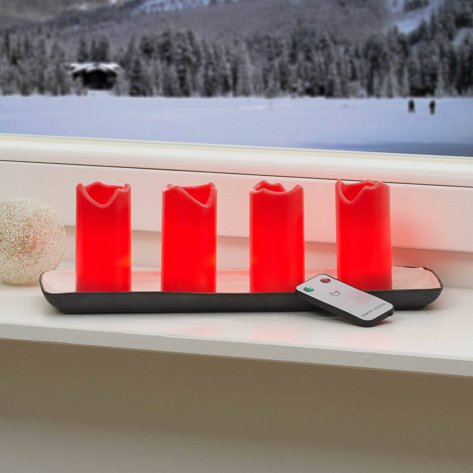 4-er Set - Candle LED-Kerzen m. Fernbedienung rot von STAR TRADING