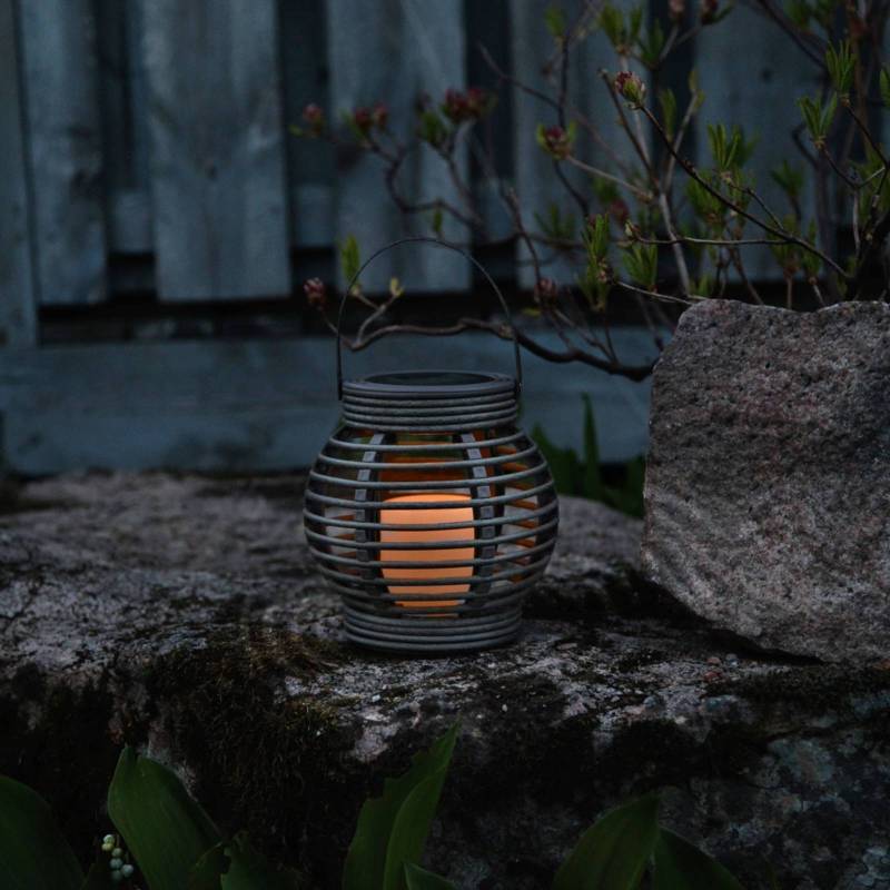 Braune Solar-Leuchte Lantern in Rattanoptik m. LED von STAR TRADING