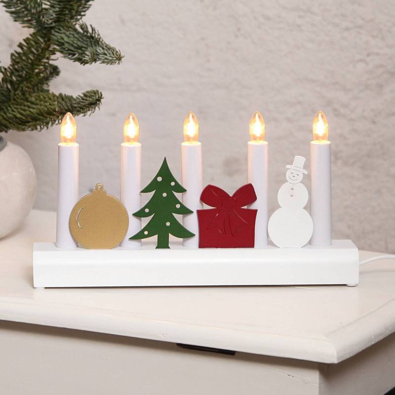 Bunter Kerzenleuchter Julia m. Weihnachtsmotiven von STAR TRADING