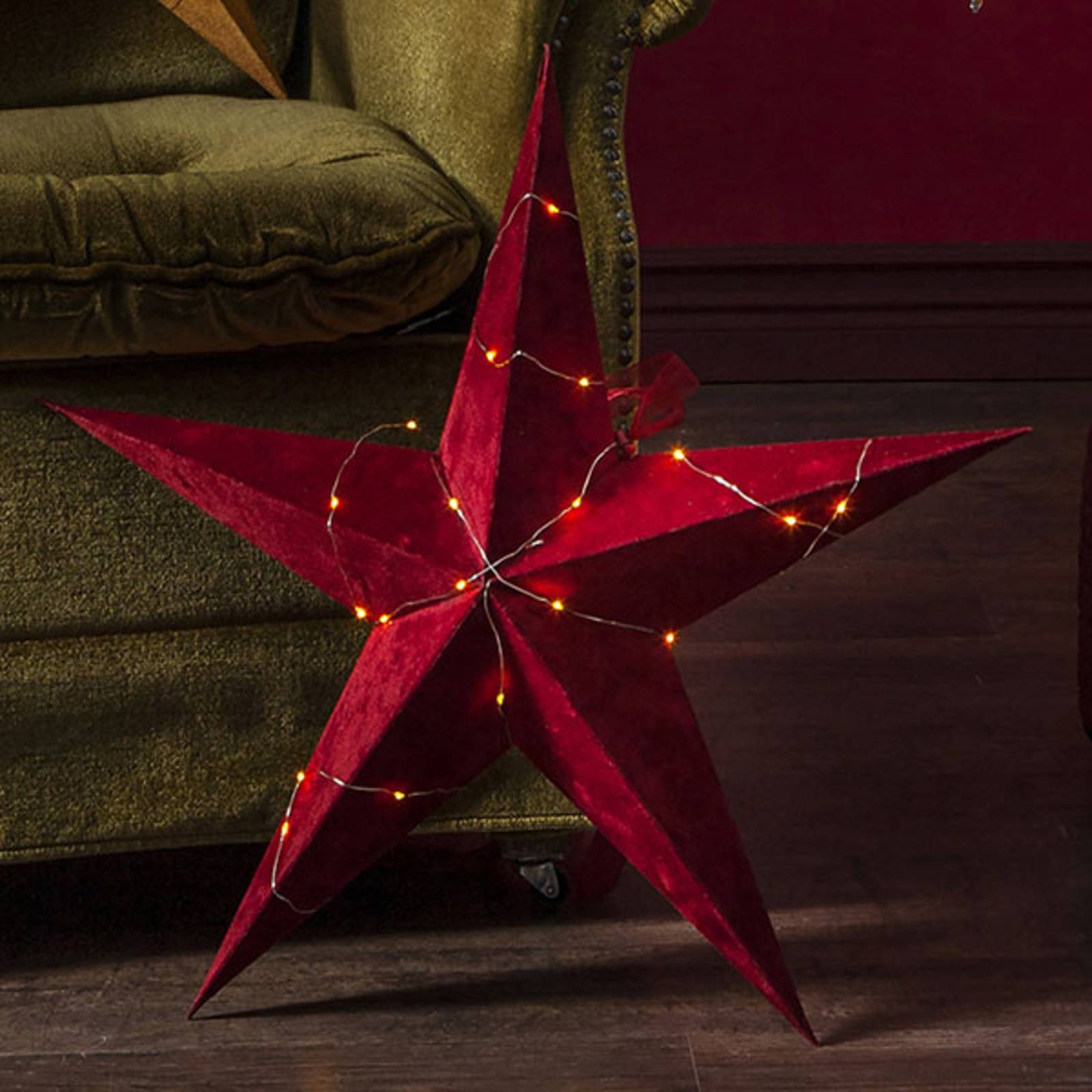 Dekostern Velvet mit Dew Drop LED-Lichterkette rot Dekostern Velvet mit Dew Drop LED-Lichterkette rot von STAR TRADING