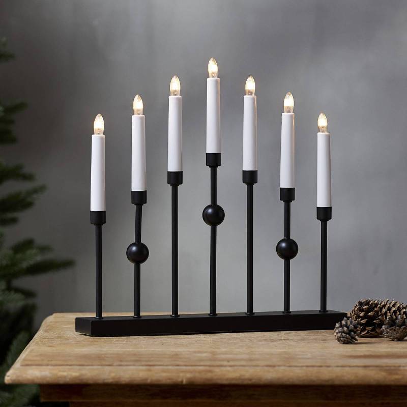 Kerzenleuchter Gustav, schwarz Metall Höhe 37 cm 7-flammig von STAR TRADING