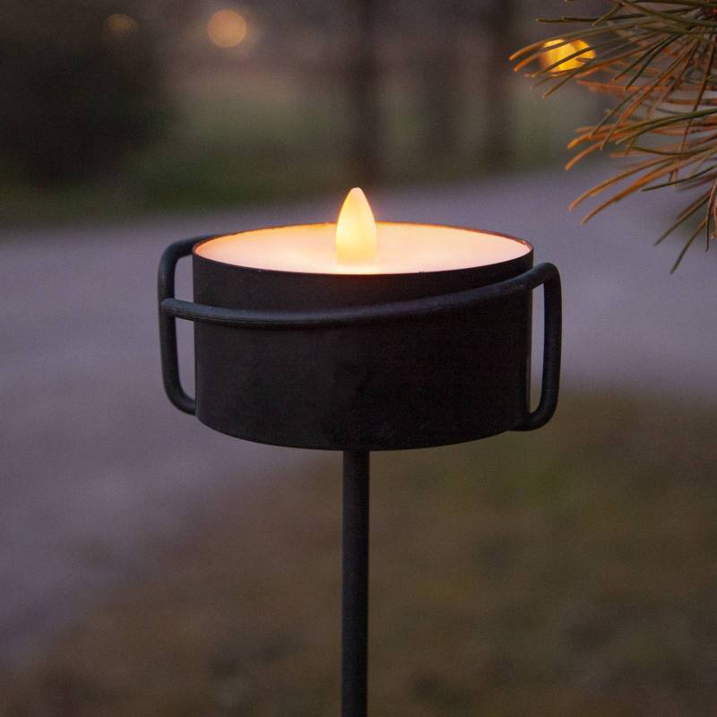 LED-Kerze Torch Candle schwarz Metall/Wachs Batteriebetrieb von STAR TRADING